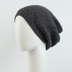 Waffle Knit Slouch Beanie Gray Color